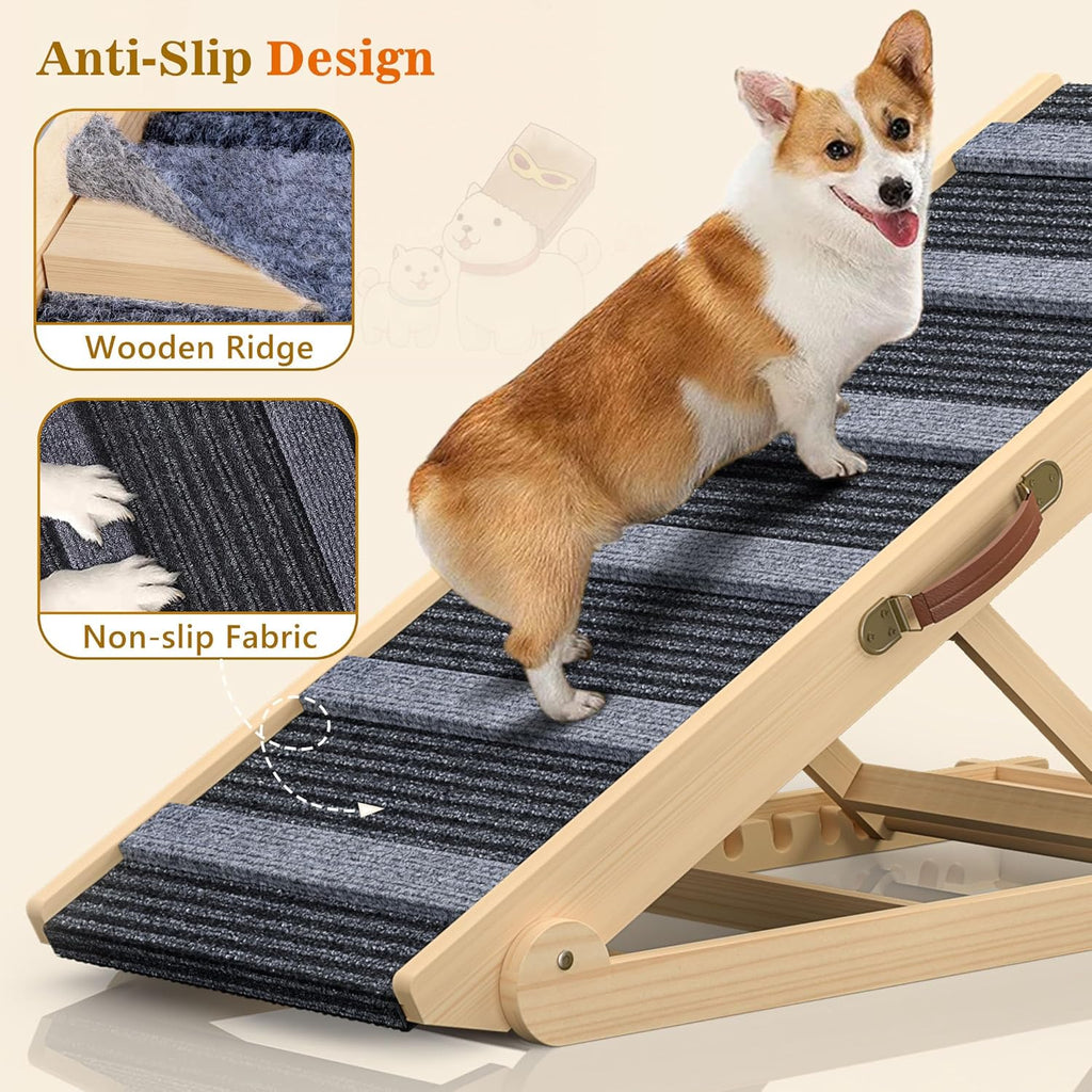 Portable Pet Ramp with 7 Adjustable Heights, Non-Slip, Hold up to 150 LBS P217