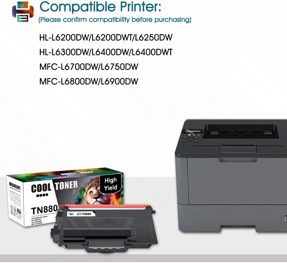 Compatible Toner Cartridge Replacement for Brother TN880 Black Ink 4Pack W750