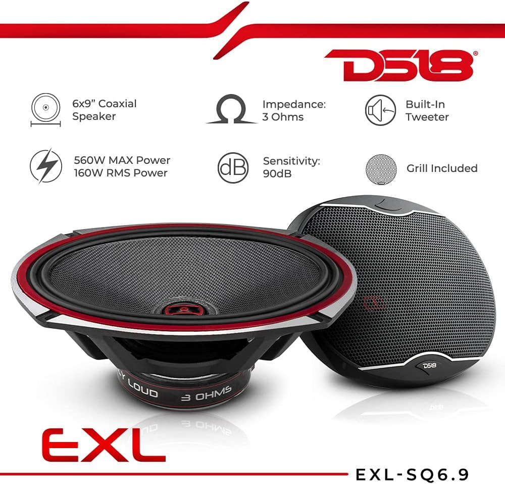 6X9 Inch 3-Ohm 2-Way Coaxial Car Speakers Set of 2 W270482