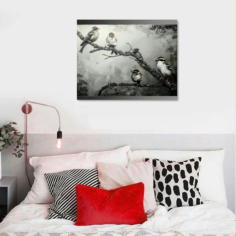 Black and White Bird Canvas Wall Art 20"x16" M65768