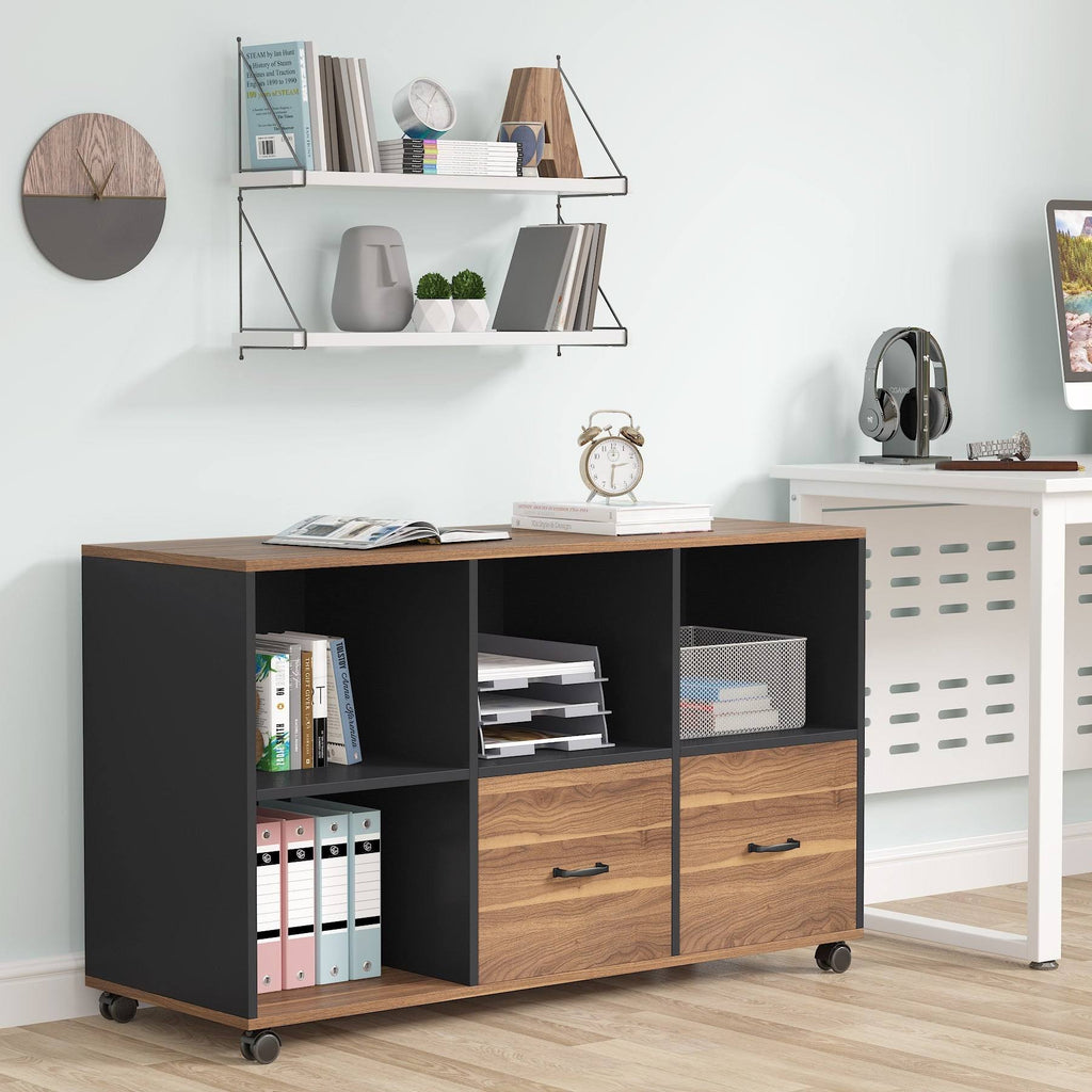 Brown 2 Drawer Letter Size Mobile File Cabinet T7723
