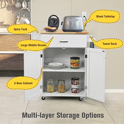Kitchen Island Cart with Storage on Wheels F1845