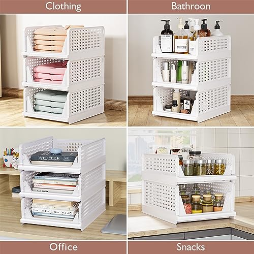 5 Pack White Stackable Plastic Storage Bins D556