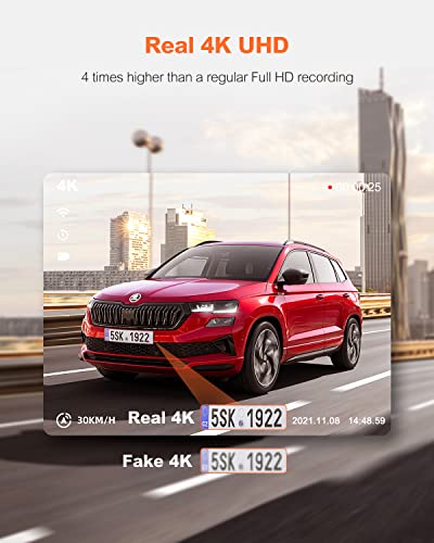 Dual Dash Cam 5G WiFi GPS, 4K+HDR 1080P Front and Rear, 3.3" Screen, Night Vision, Parking Mode, G-Sensor, Support 512GB Max F385984