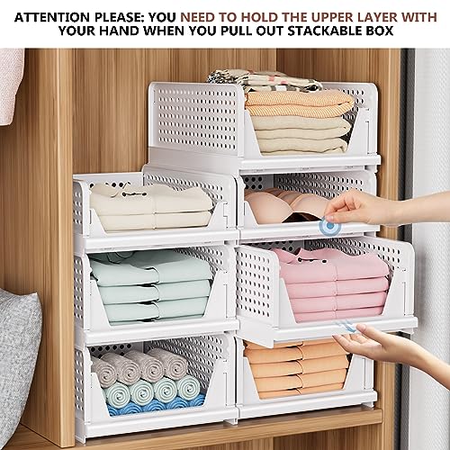 5 Pack White Stackable Plastic Storage Bins D556