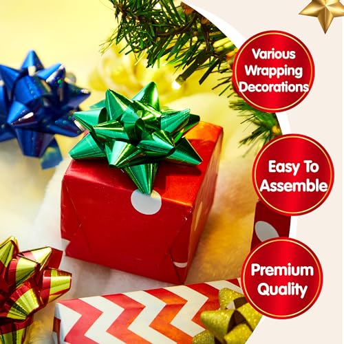75 Pcs Christmas Bows with 2 Rolls of Curling Ribbons P4395