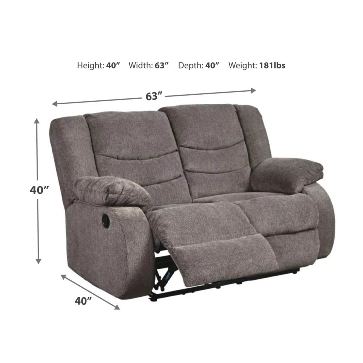 Mocha Reclining Loveseat V48475