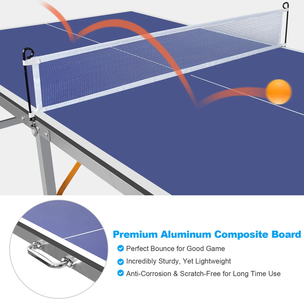 6Ft Table Tennis Table Set with 2 Paddles and 3 Balls Y82534
