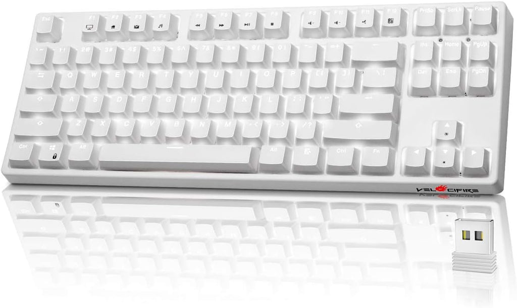 87 Key Tenkeyless Wireless Mechanical Keyboard with Brown Switches and White LED Backlit T273272