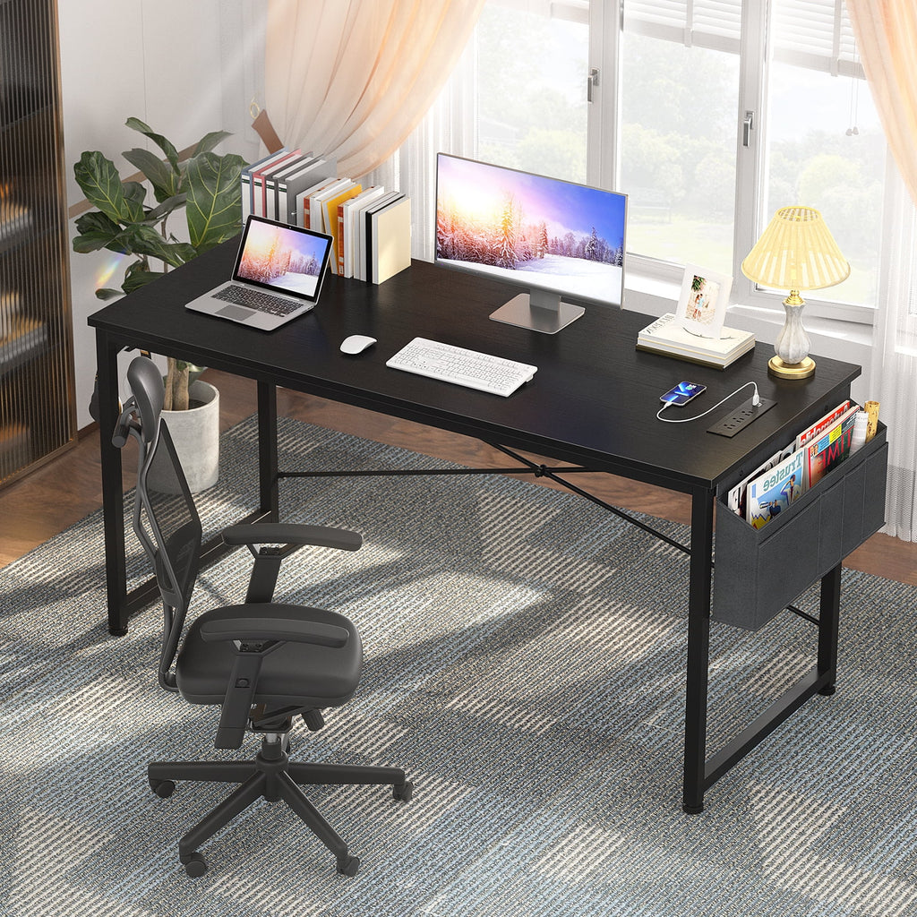 Black 47 Inch Computer Desk with Power Outlets O60875