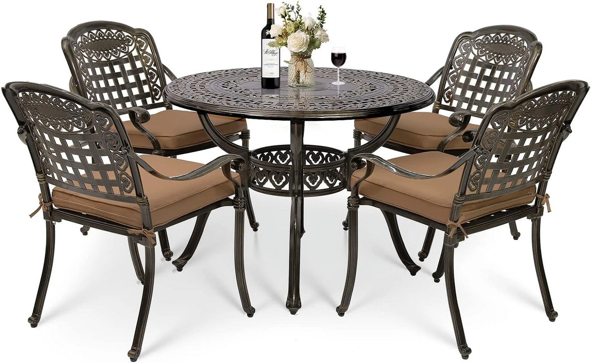 5 Piece All-Weather Cast Aluminum Patio Dining Set Z344522