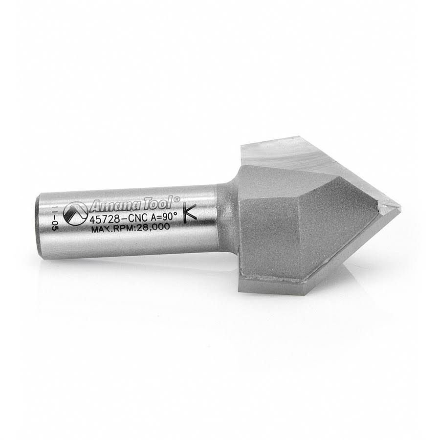 Carbide Tipped V-Groove 90 Deg x 1-1/2 D x 1-1/4 x 22 CH x 1/2 Shank R568