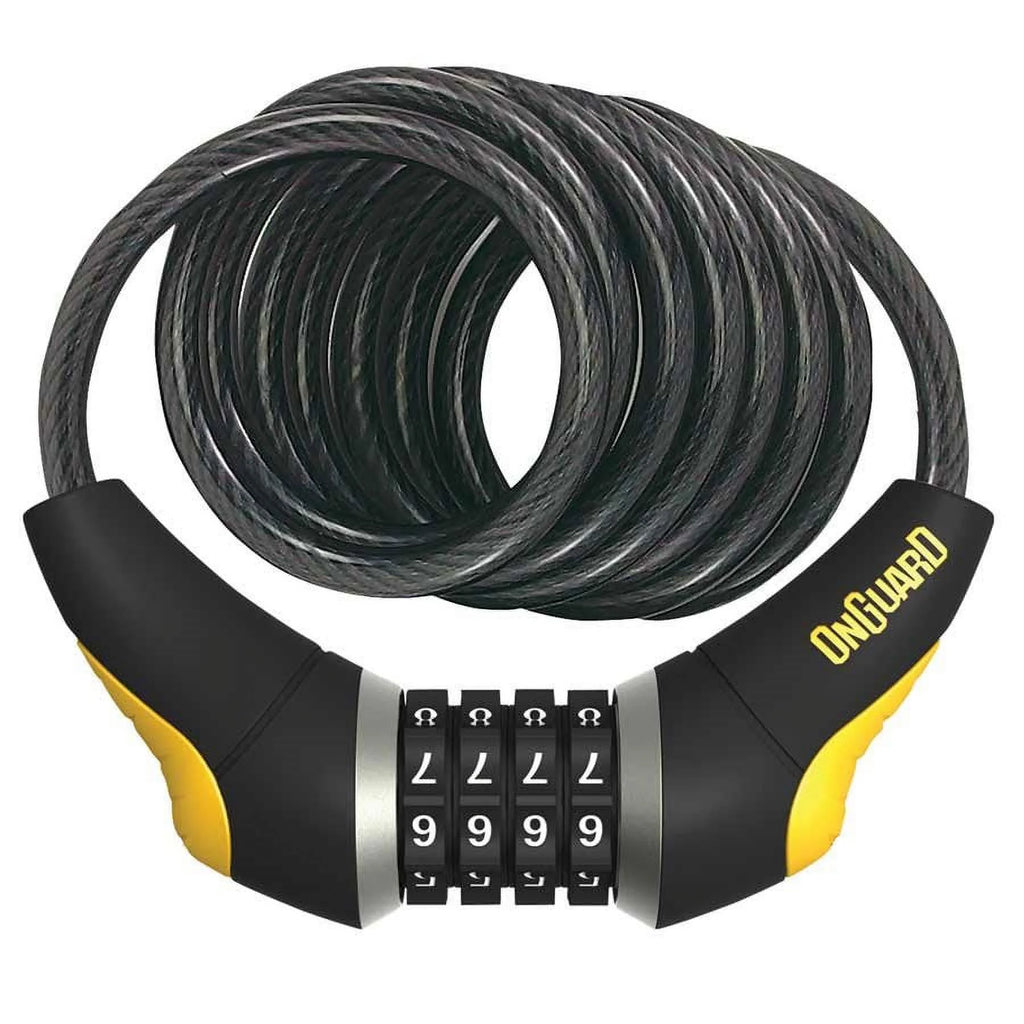 Combination Cable Lock 6' x 15mm Diameter Coiled Cable Gray E90420