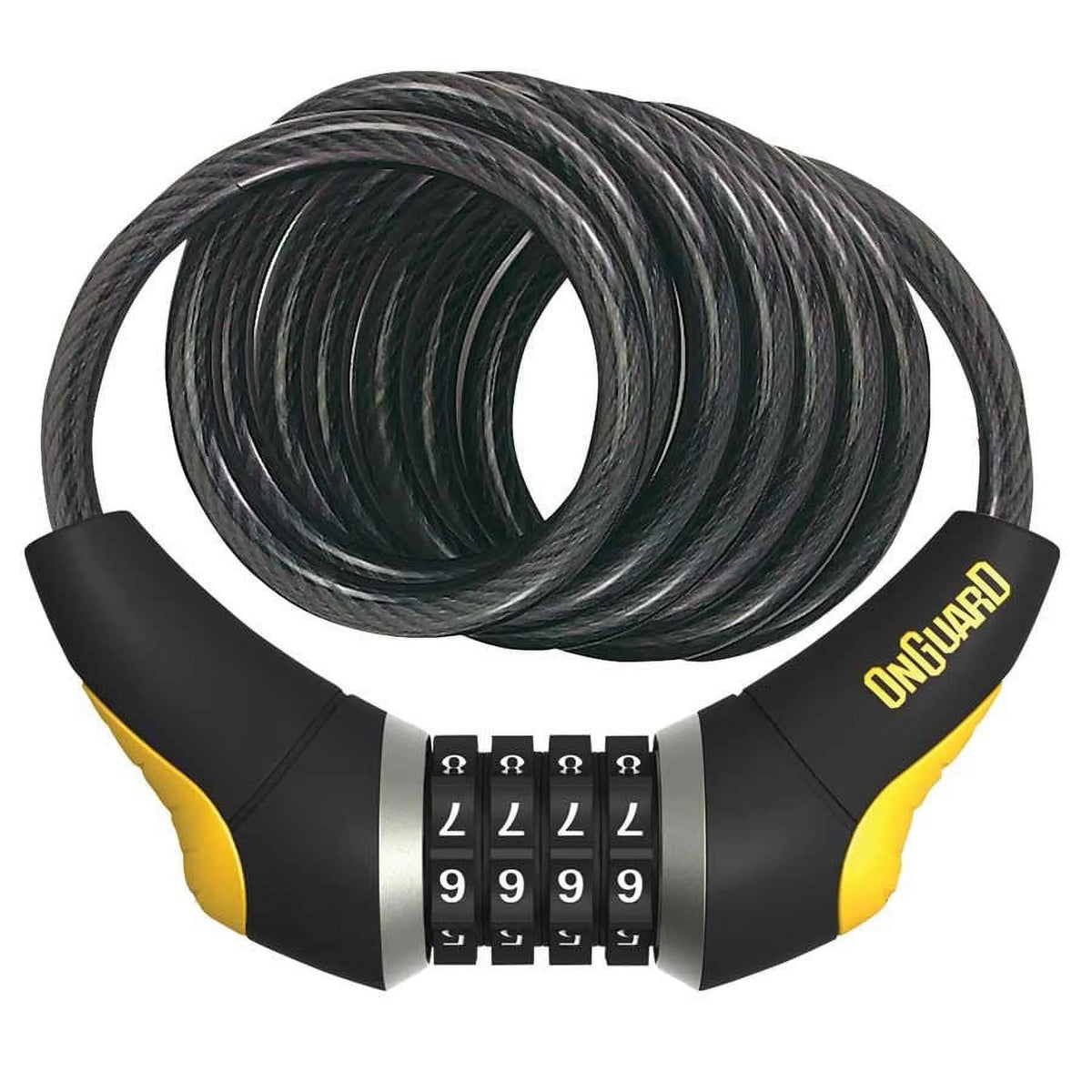 Combination Cable Lock 6' x 15mm Diameter Coiled Cable Gray E90420