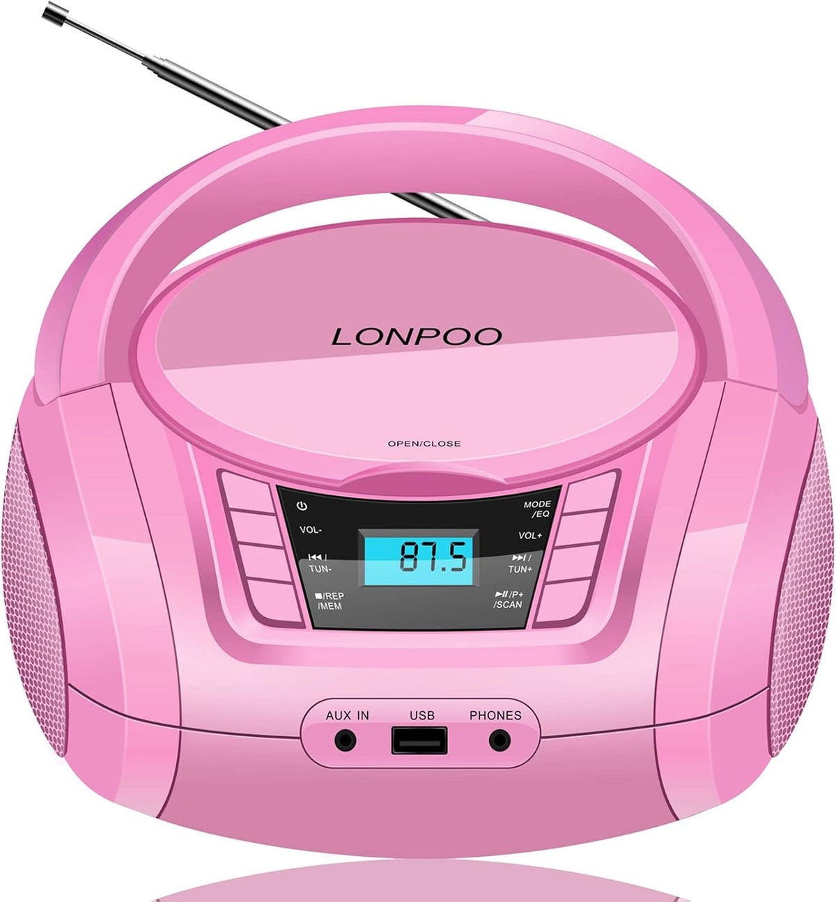 Black Pack of 2 Portable CD Player Boombox with FM Radio, Bluetooth, Stereo Sound Speaker Q71152
