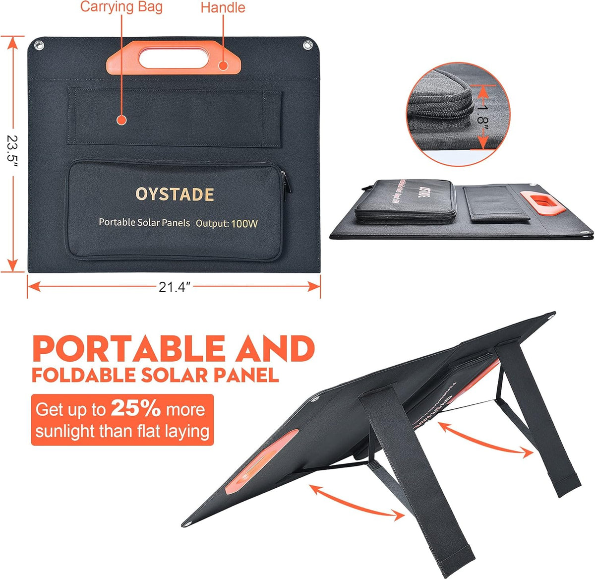 100W Foldable Solar Panel with USB QC 3.0 Type C Output U538674