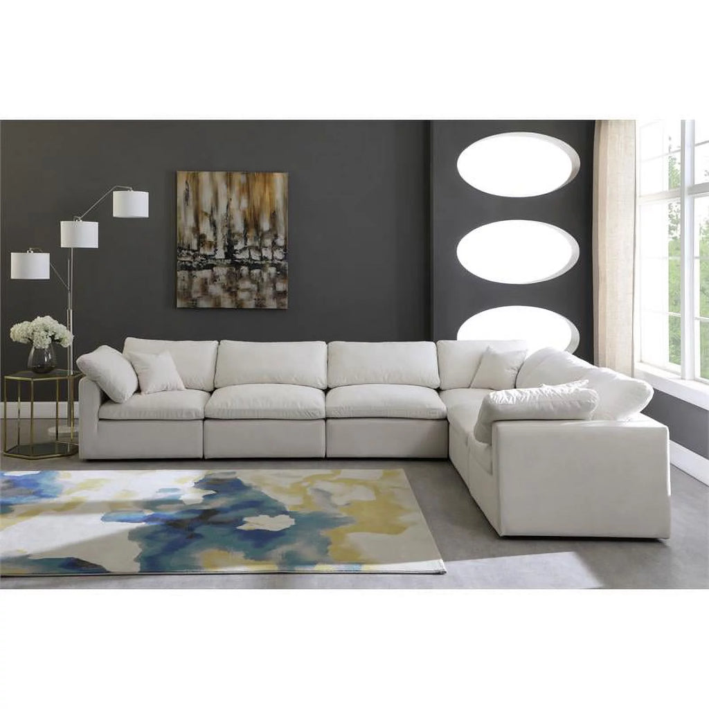 Cream Velvet Modular Sectional H613884