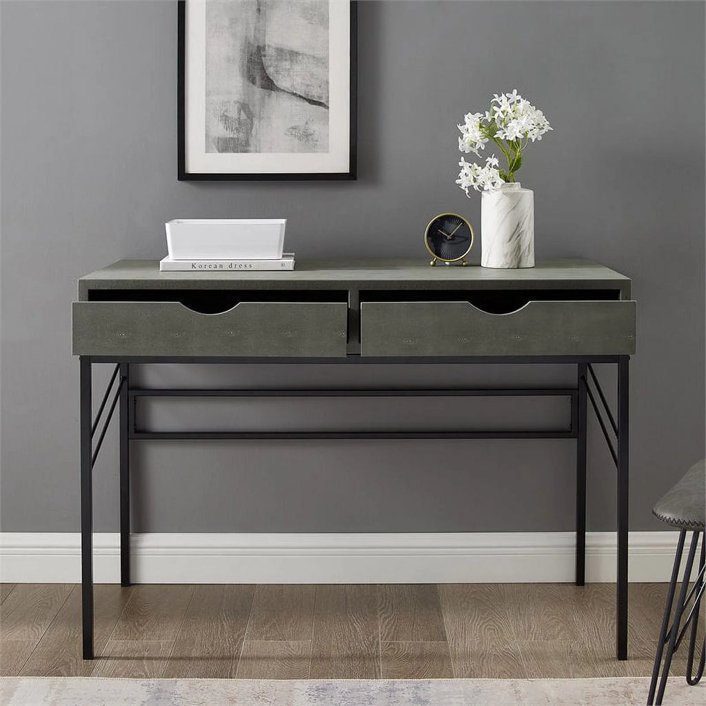 2 Drawer Gray Engineered Wood Writing Desk M6607