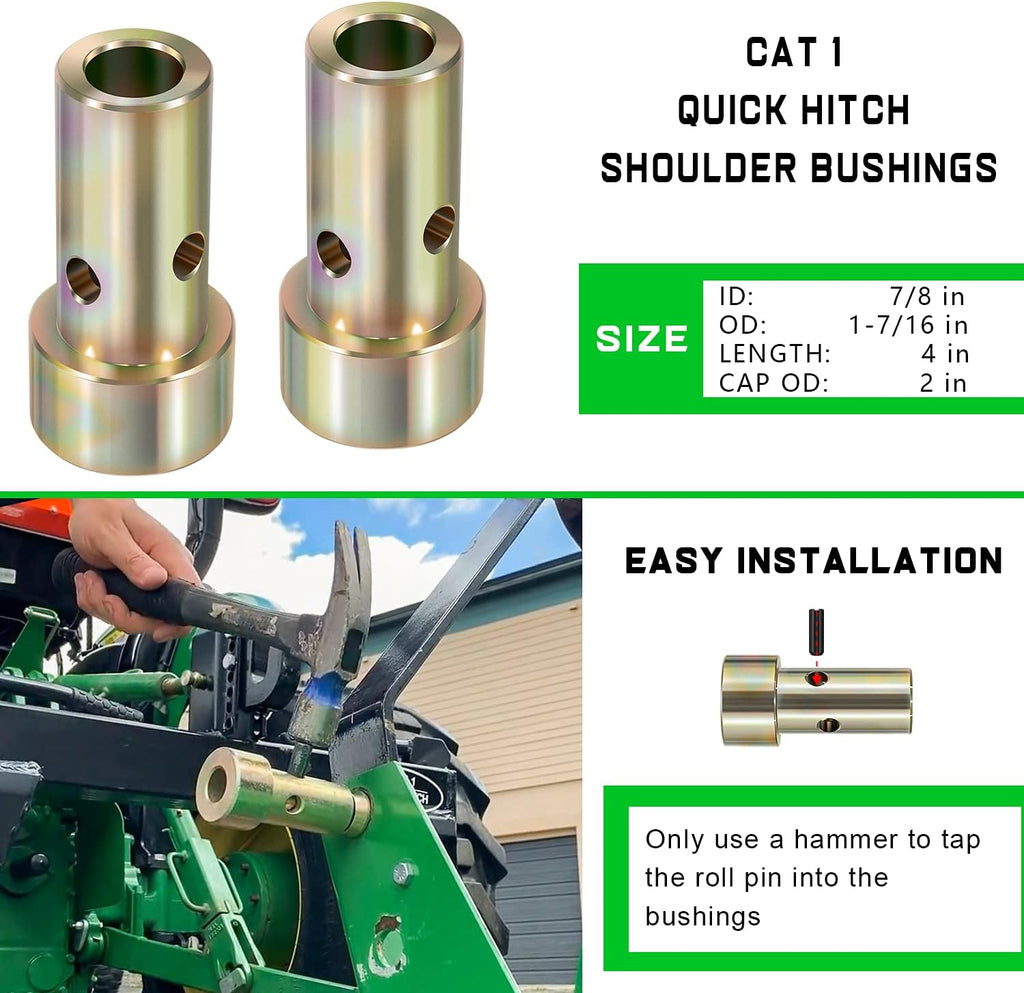 Pair of Cat 1 Quick Hitch Adapter Bushings Set for Category I 3-Point Tractors K28147