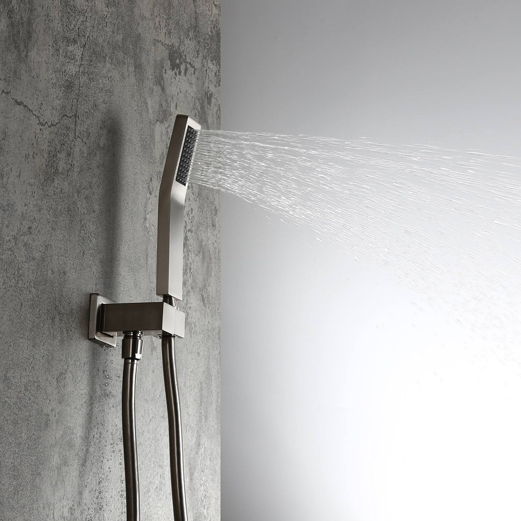 Wall Mounted Rainfall Shower Head Handheld Spray Square Shower Set O129