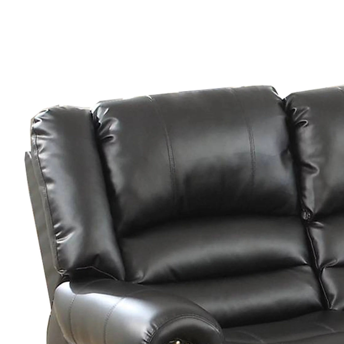 Black Bonded Leather Reclining Love Seat J942