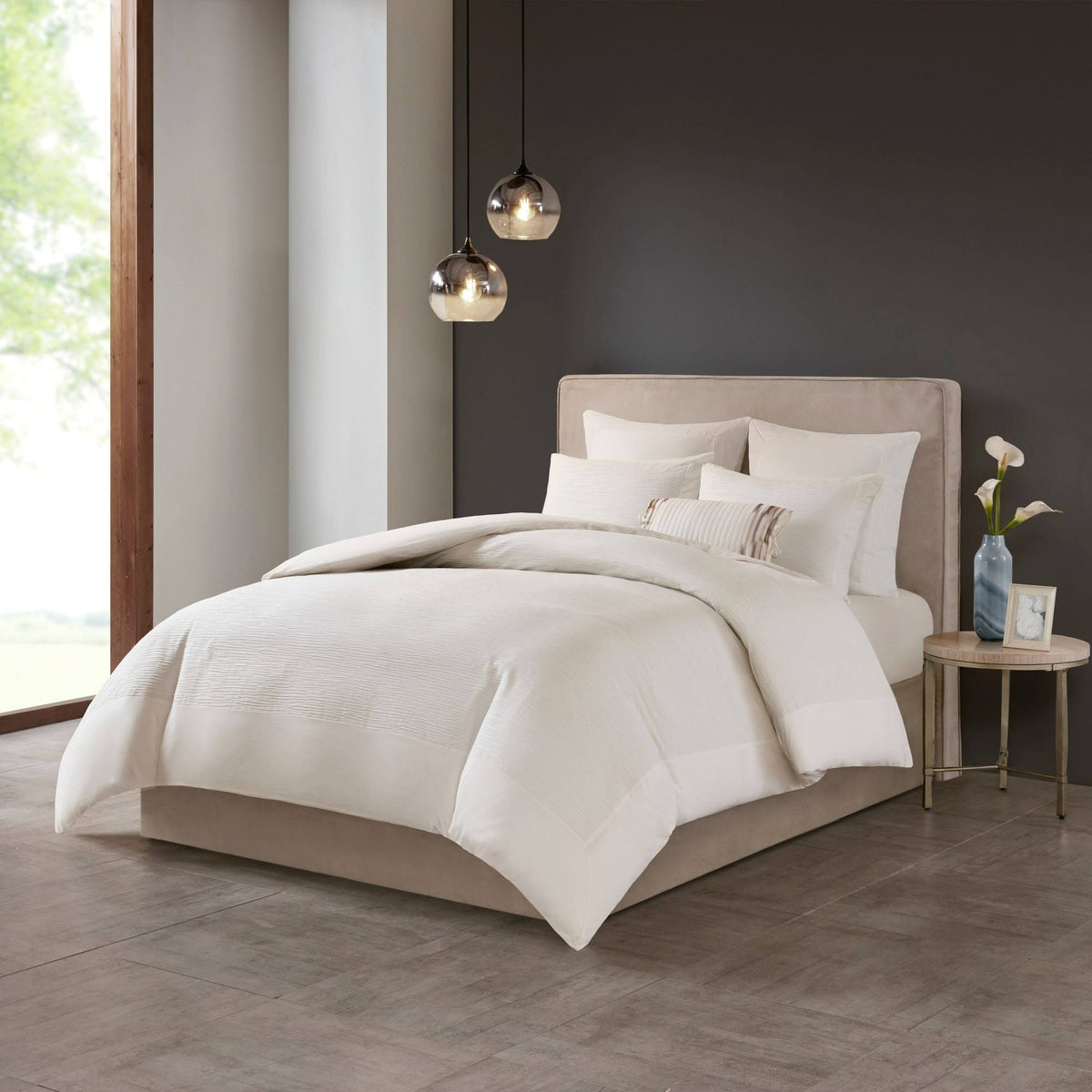 Cotton Blend Duvet Cover Set (White - King) O3837