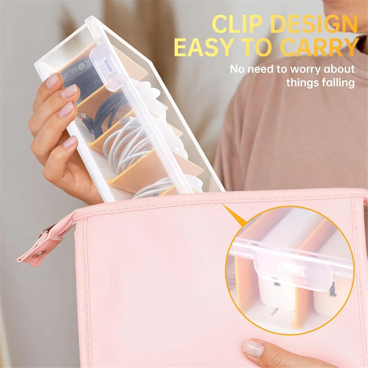 Clear Cable Organizer Box with Lid I982