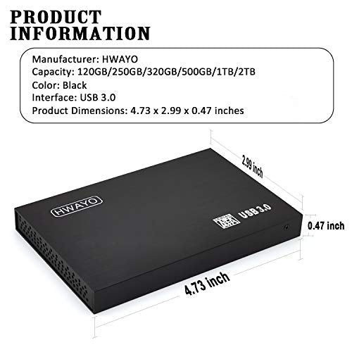 1TB Ultra Slim Portable External Hard Drive USB3.0 Silver D9891
