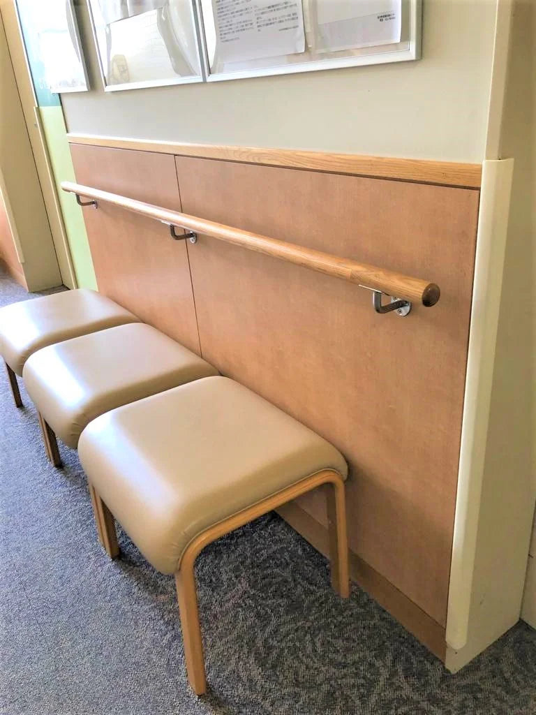 Solid Wood Wall Handrail 3 FT Long 2.0" Diameter Round Silver G8109