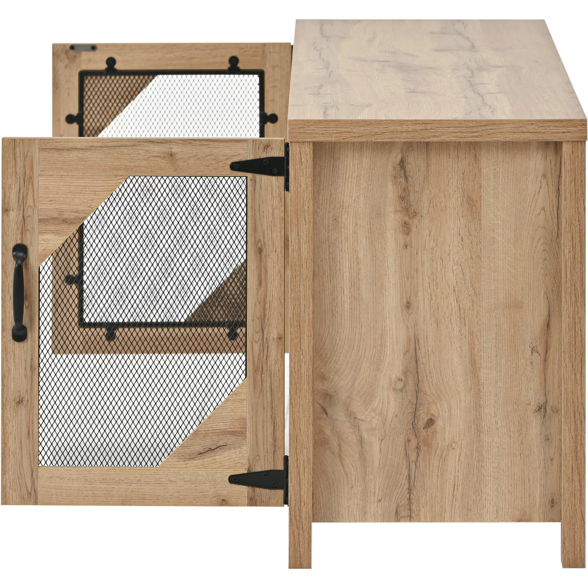 Natural Wood TV Stand with 2 Door Cabinet O44883