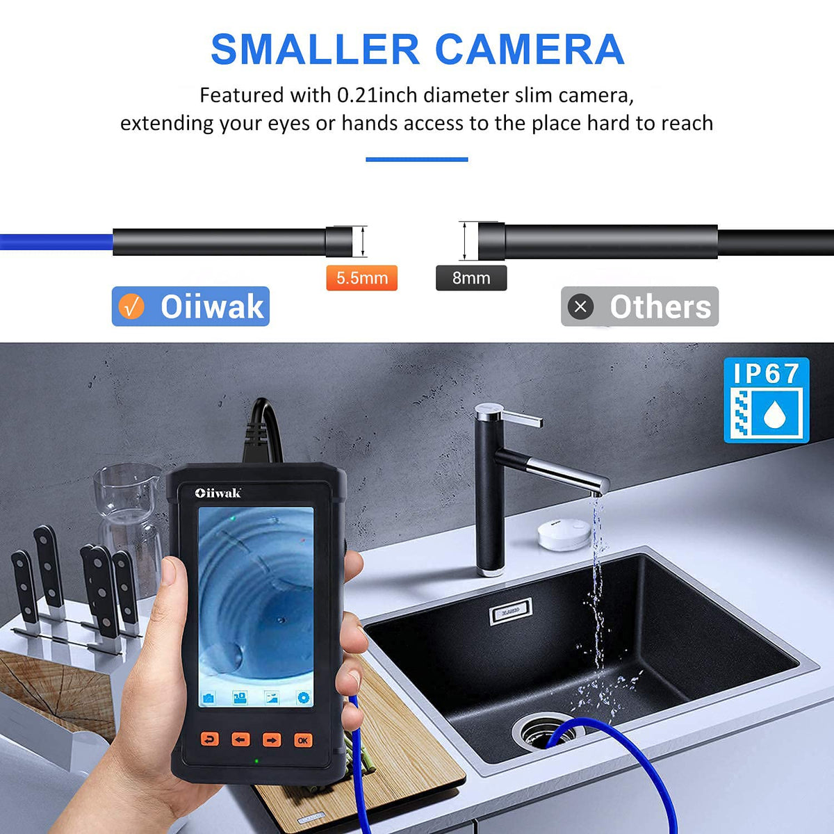 5.5mm Waterproof 1080P HD Borescope Inspection Camera T483339