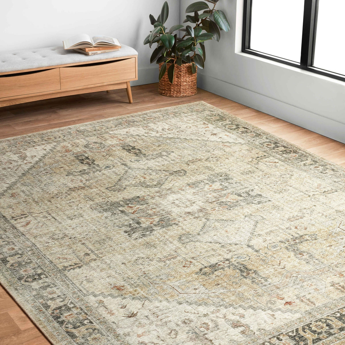 Printed Persian Distressed Vintage Area Rug 3' x 5' M301