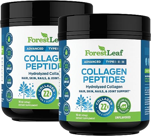 Collagen Peptides Powder Unflavored Hydrolyzed Collagen Protein Powder Type 1, 2 & 3 Grass Fed, 11g Per Serving G493424