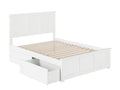White Full Wood Platform Bed with Footboard and 2 Storage Drawers S936708