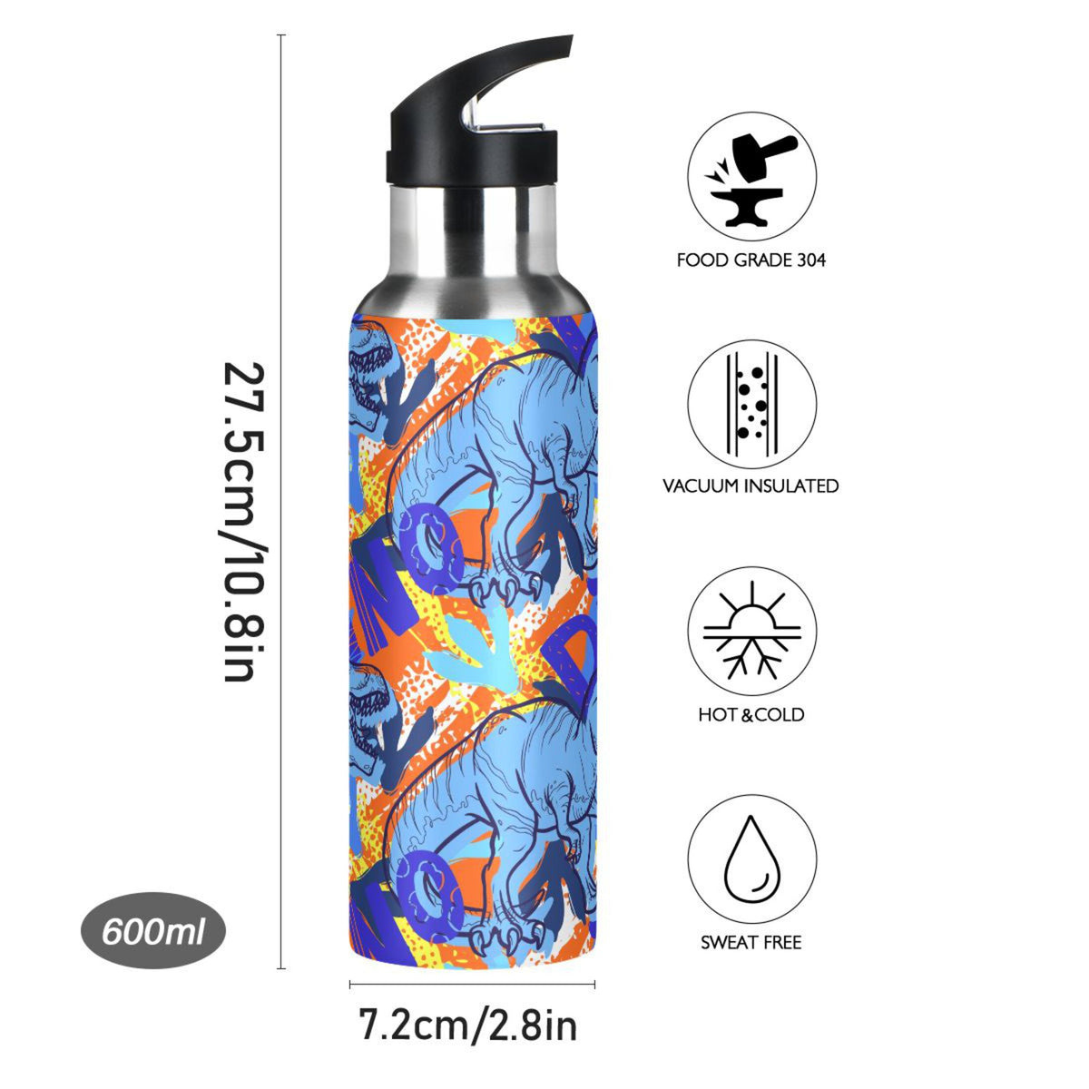 Stainless Steel Insulated Water Bottle with Straw Lid S11872