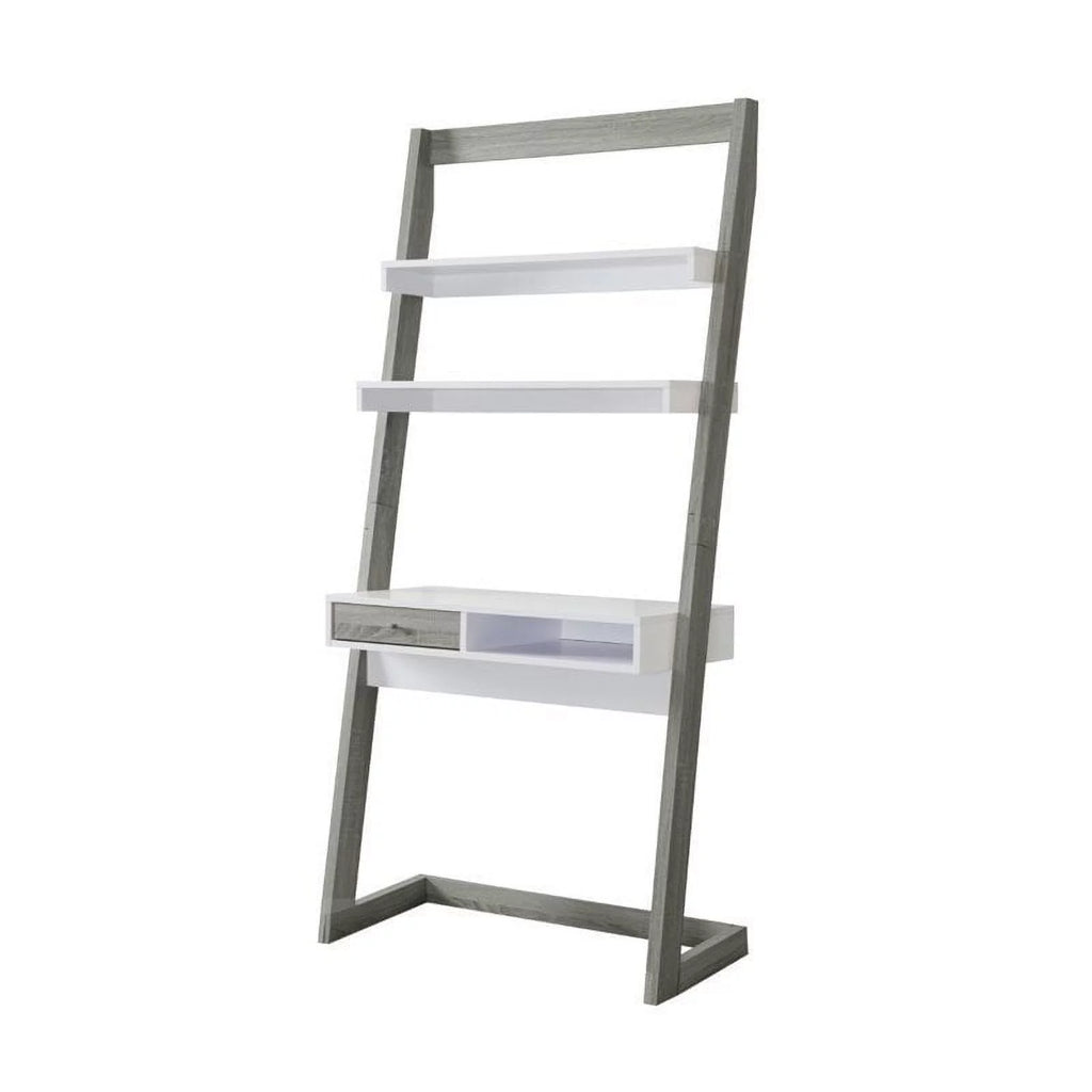Distressed Gray Wood Writing Desk with Shelves M440078