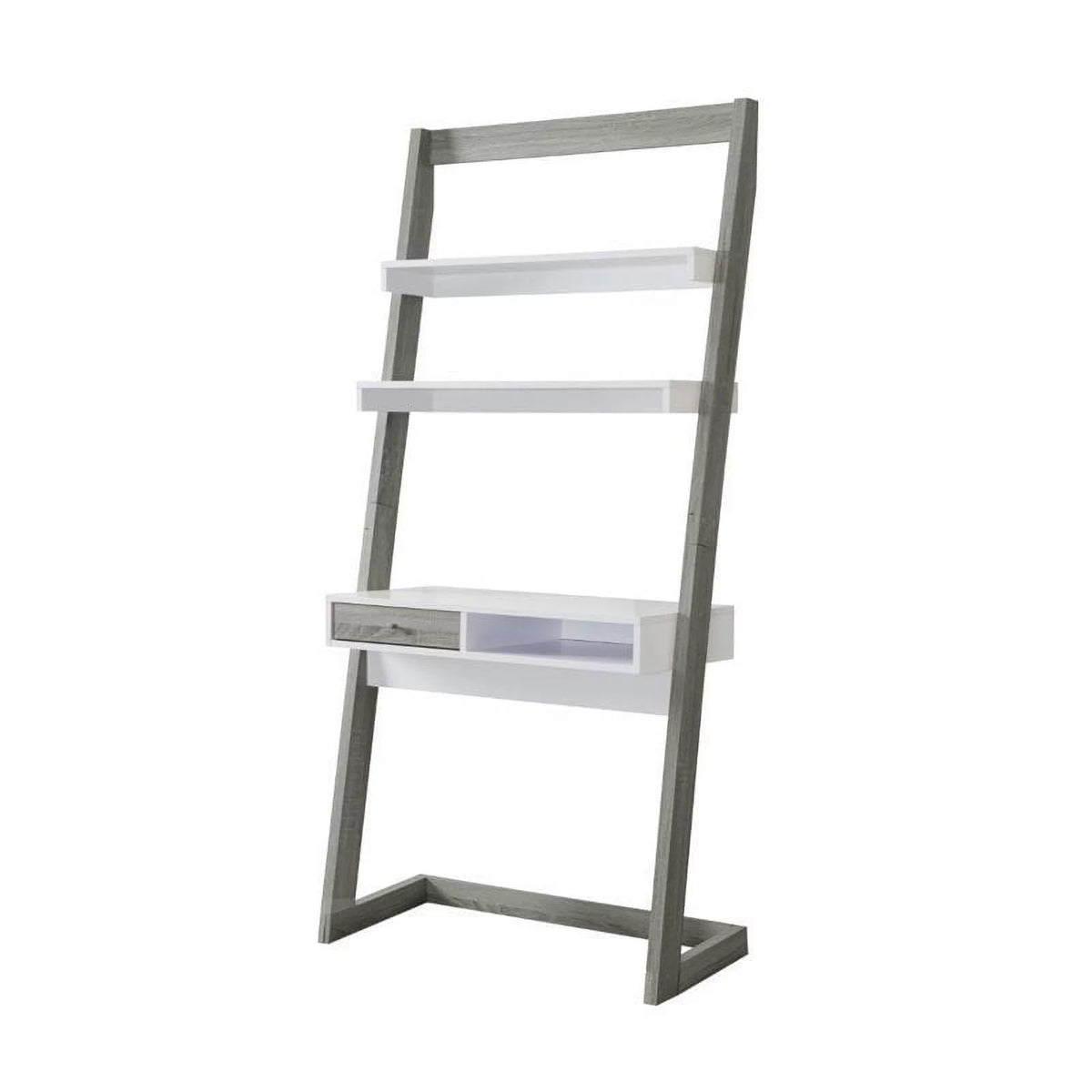 Distressed Gray Wood Writing Desk with Shelves M440078