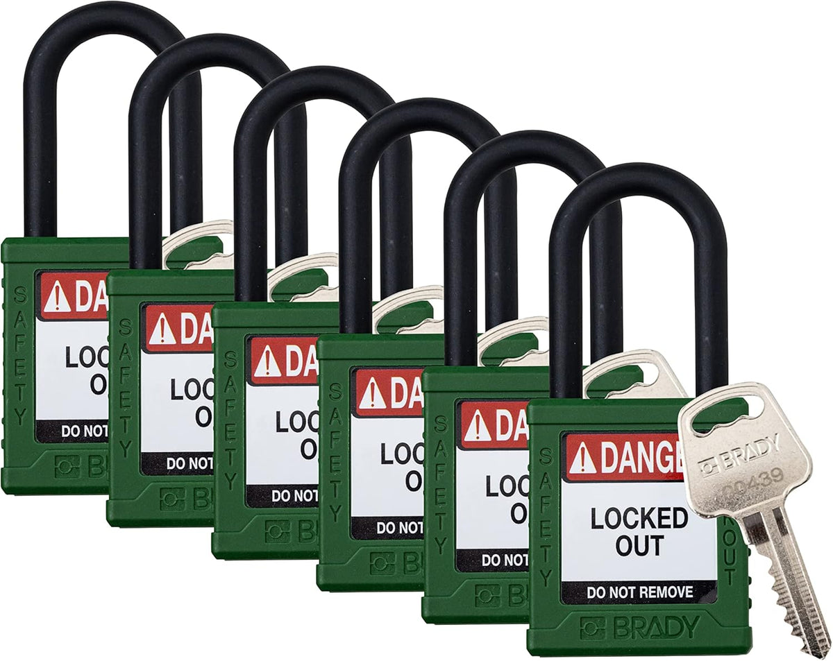 6 Pack Red Keyed Alike Safety Lockout Padlocks E38947