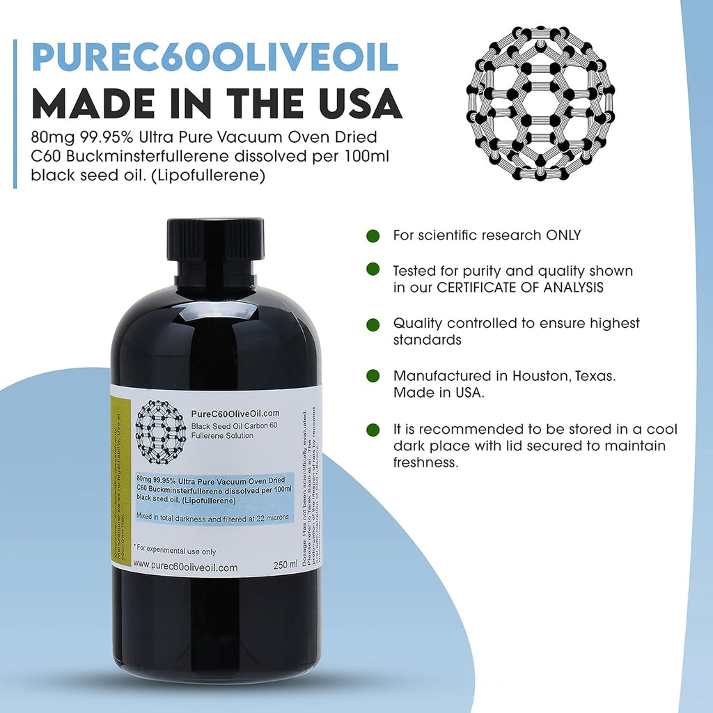 C60 Black Seed Oil 250ml / 8.5 Fl Oz Amber Glass Bottle L254