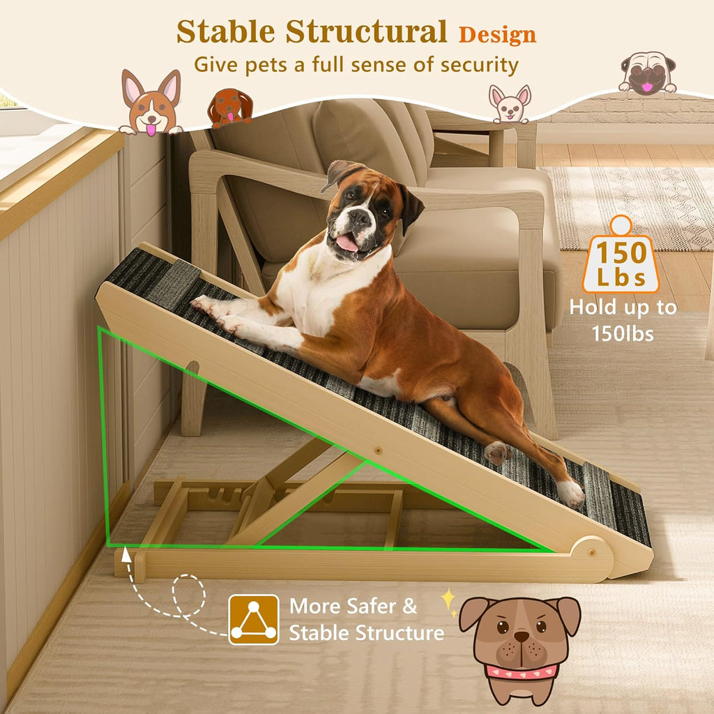Portable Pet Ramp with 7 Adjustable Heights, Non-Slip, Hold up to 150 LBS P217
