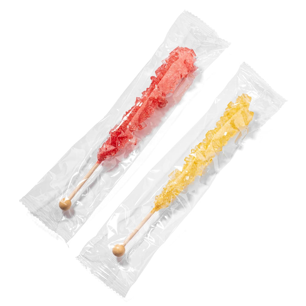 24 Individually Wrapped Gold and Red Rock Candy Sugar Sticks N6938