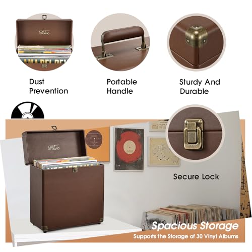 Black Vinyl Record Storage Box Holds 30 Records X64129