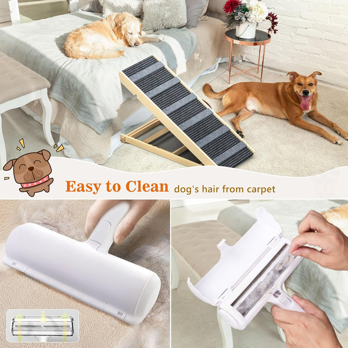 Portable Pet Ramp with 7 Adjustable Heights, Non-Slip, Hold up to 150 LBS P217