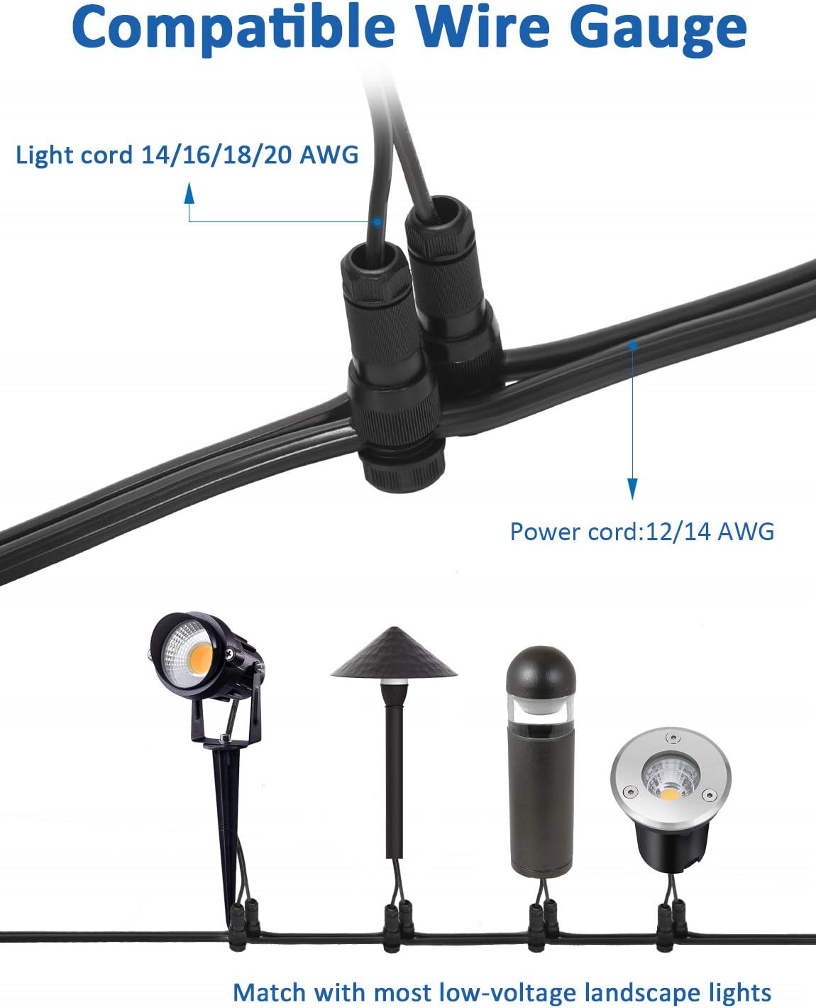 100 Pack 12-16 Gauge Low Voltage Landscape Lighting Wire Connectors U4056