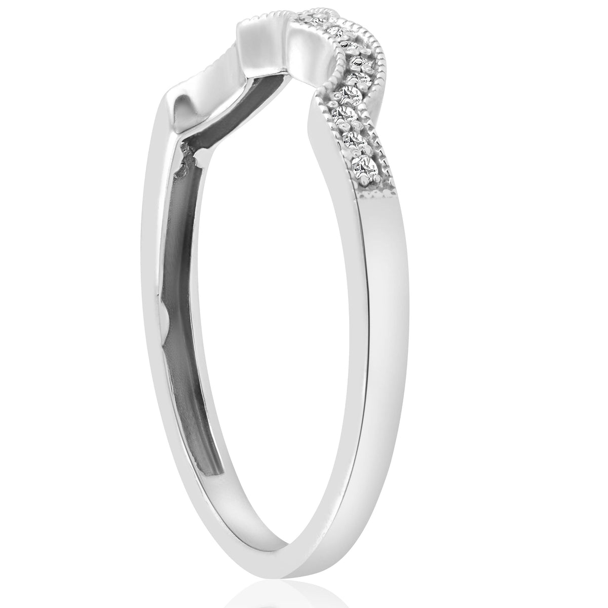 14K White Gold Curved Wedding Ring Y522897
