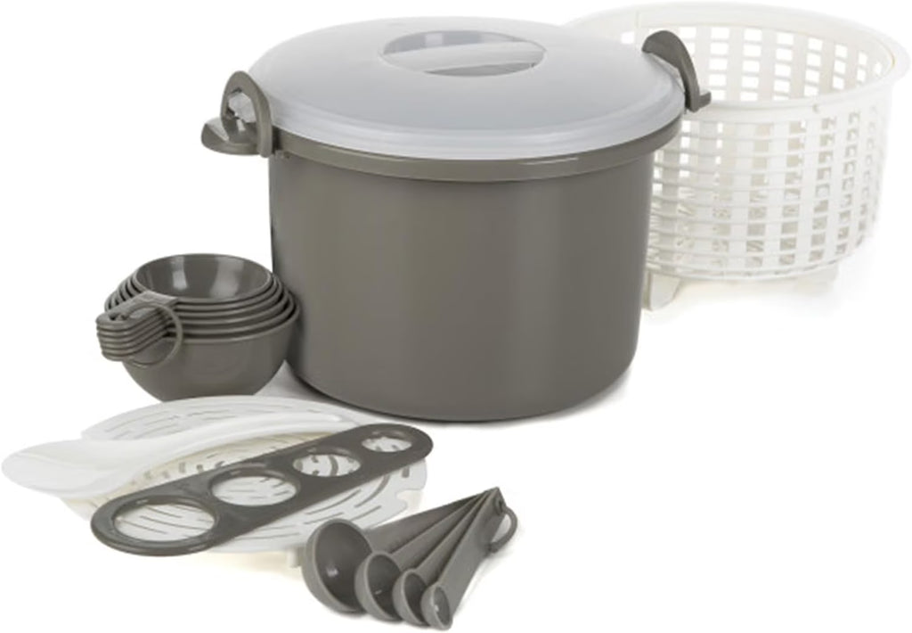 17 Piece Microwaveable Rice And Pasta Cooker With Locking Lid A11014