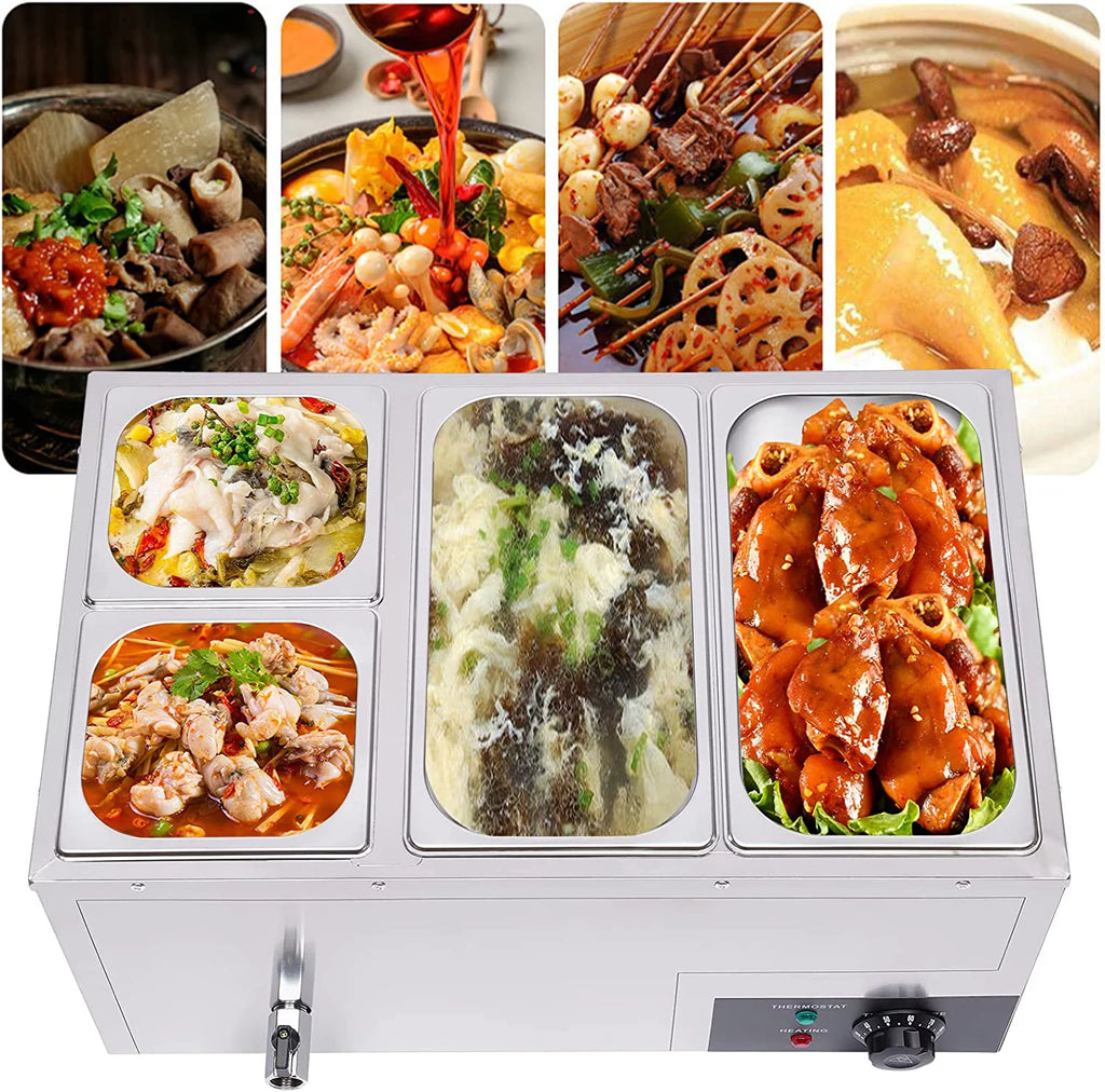 850W Stainless Steel 4-Pan Commercial Food Warmer R910910
