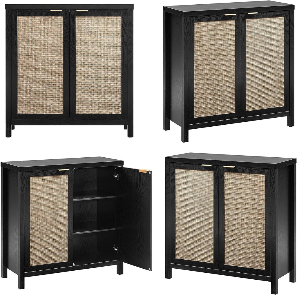 Set of 2 Rattan Cabinet with Doors O695