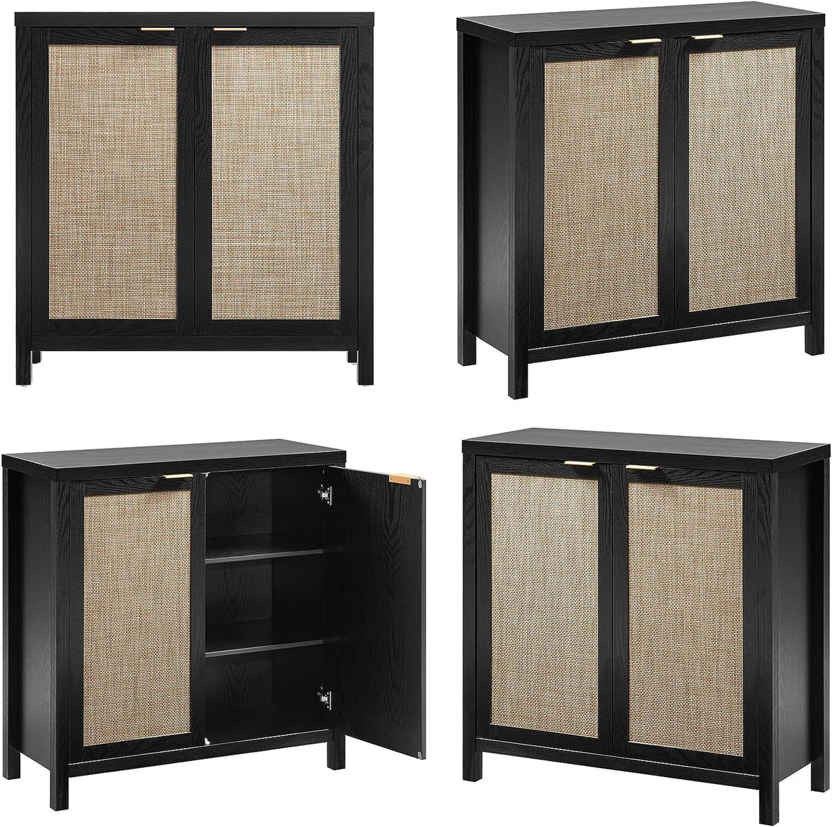 Set of 2 Rattan Cabinet with Doors O695