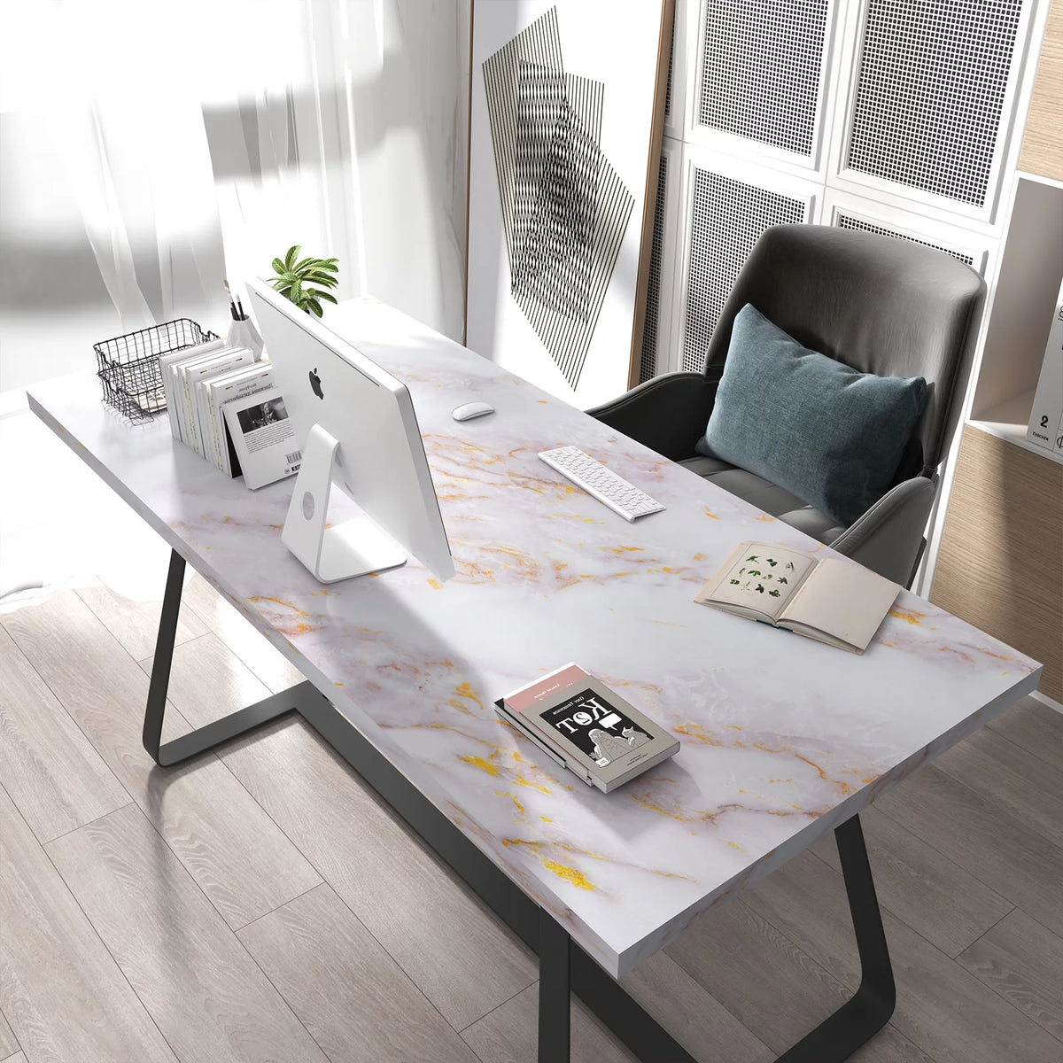 Gold White Marble Peel and Stick Contact Paper Z77847